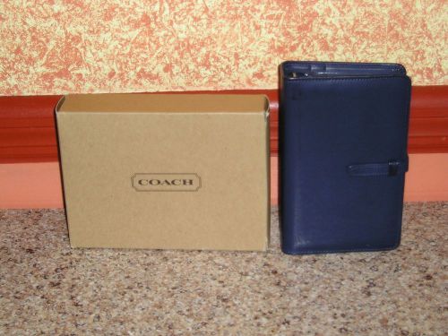Coach vintage but nwt blue leather organizer planner has box orig 198.00 for sale