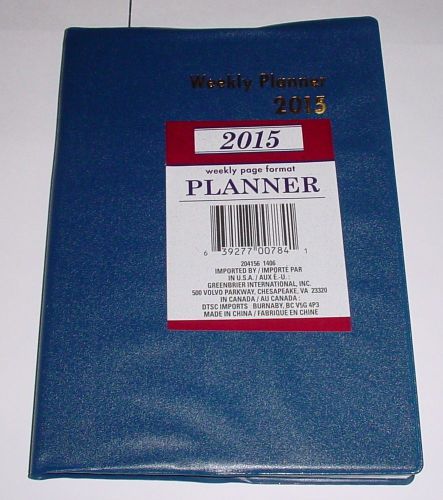 Blue 2015 Weekly Daily Planner Appointment Book Student Planner 5&#034;x7.5&#034;