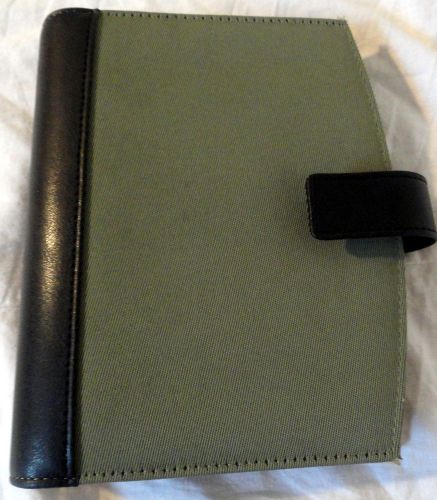Franklin covey 365 sim leather planner 6 ring binder green canvas rounded nice! for sale