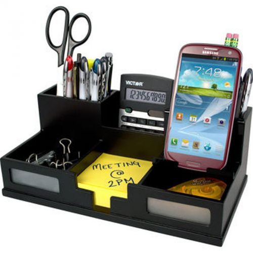Midnight Black Collection Desk Organizer with Smart Phone Holder By Victor New