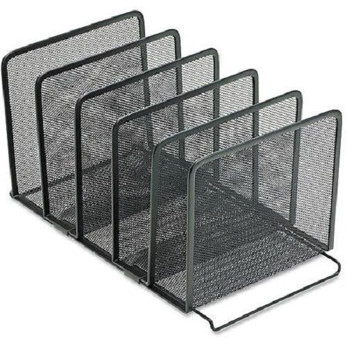 Rolodex Mesh Stacking Sorter, 5 Sections, Black