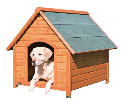 All Weather Log Cabin Dog House Pitch Roof Pine Wood Large Outdoor Durable