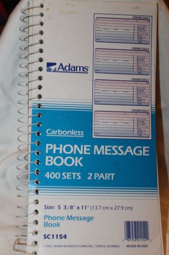 Adams Carbonless Phone Mesage Book 2 Part 292 Sets SC1154 Spiral Bound Book