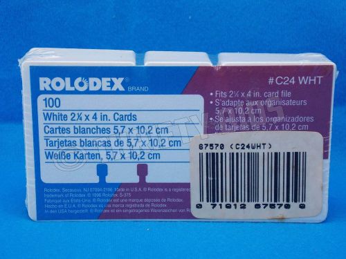 Rolodex 100 Blank White Refill Index Cards C24 WHT File Card  2 1/4&#034; X 4&#034; NEW
