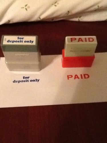 Self inker stamper &#034;PAID&#034; &amp; &#034;for deposit only&#034;