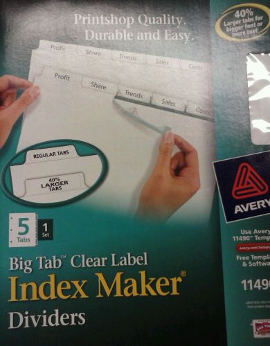 New Avery Clear Label Index Maker Dividers 5 Tabs #11426