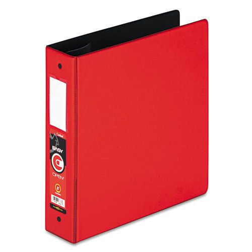Easy open locking round ring binder, 2&#034;, w/label holder, red for sale