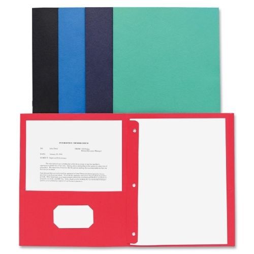 Business Source Two Pocket Folder - Leatherette -Assorted - 25/Bx- BSN78531