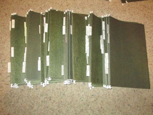 Lot of 90 lightly used legal size hanging green folders with tabs smead for sale