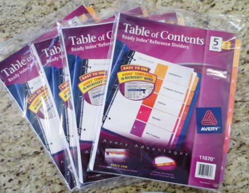 AVERY TABLE OF CONTENTS INDEX 5 TABS (3 SETS) 11070 QTY = 4
