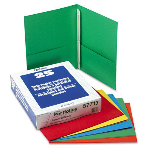 Twin-Pocket Folders with 3 Fasteners, Letter, 1/2&#034; Capacity, Assorted, 25/Box