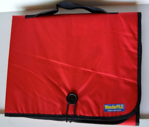 WonderFile Red Fabric Foldable Portable Work Station Office Folder 33 x 28 EUC