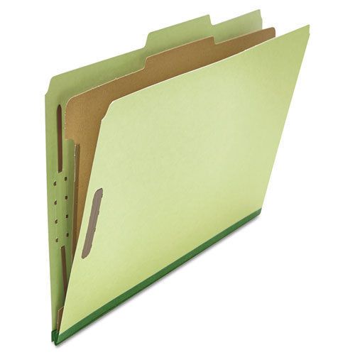 Pressboard Classification Folder, Legal, Four-Section, Green, 10/Box