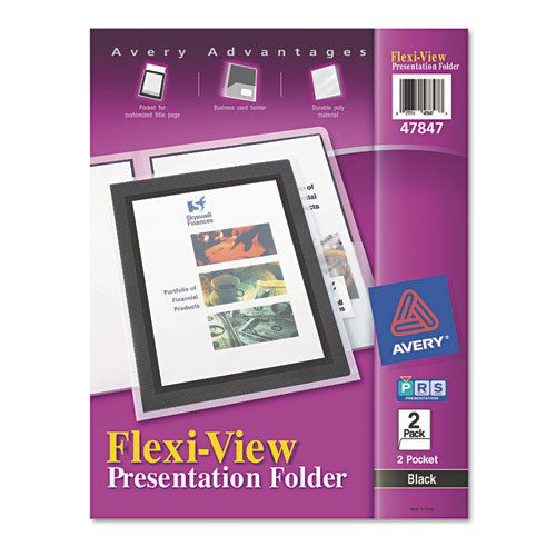Flexi-view two-pocket polypropylene folder, translucent black, 2/pack for sale