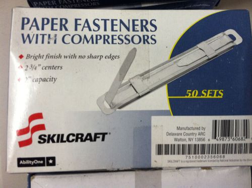 Skillcraft paper fasteners with compressors box of 50 - lot of 9 boxes nos j0814 for sale