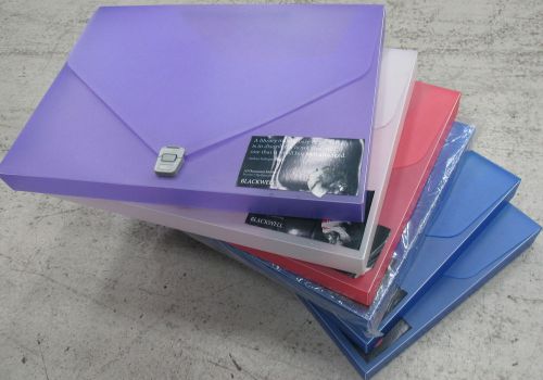 A3 document holders x 6 job lot, various colours, carry handles, tough plastic for sale