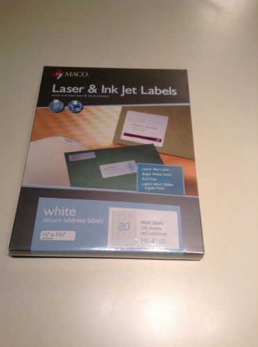 8000 Laser &amp; Ink Jet Return Address Labels 1/2&#034;x1 3/4&#034; MADE IN USA -ML8100