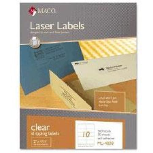 Chartpak Laser Label Clear 2&#039;&#039; x 4&#039;&#039; 1/4(500)
