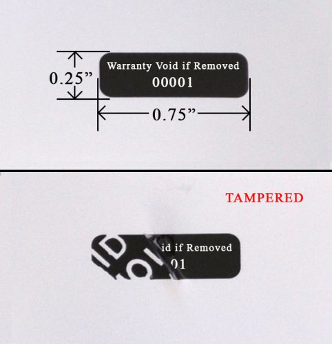 500 Security Label Seal Sticker Black Tamper Evident VOID wii .75 x .25 Printed