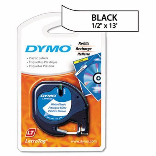 Dymo LetraTag Plastic Label Tape Cassette, 1/2in x 13ft, White (DYM91331)