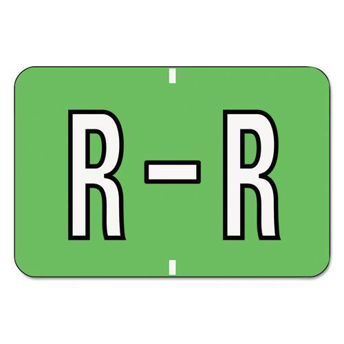 Barkley-compatible labels, letter r, 1 x 1-1/2, green/white bar, 500/roll for sale