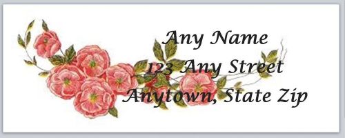30 Personalized Return Address Rose Labels Buy three Get one free (fxr15a)