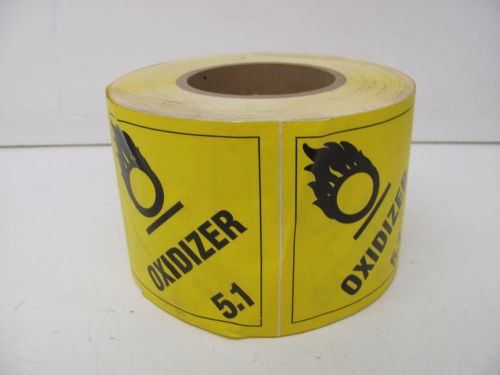 PARTIAL ASL YELLOW OXIDIZER 5.1 LABELS ROLL OF 900-950 +/- 4&#034; X 4&#034; NOS!!!