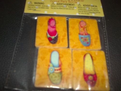 Package of  4  small  Novelty  Erasers  with Shoe designs