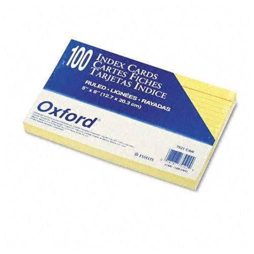 Oxford® Ruled Index Cards, 5 x 8, Canary, 100/Pack