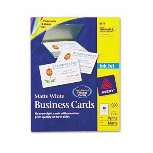 Avery Inkjet Matte Business Cards, 2 x 3 1/2, 10/Sheet, 1000 per Box (AVE8471)
