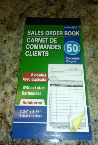 Sales Order Receipt Book(numbered) 3.34 x 6.65&#034; 2 Copies Without Stub Carbonless