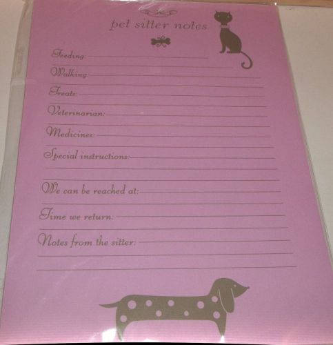 Pet Sitter Notes Magnetic Note List Pad 8&#034; x 6&#034; Dog, Cats, Pets