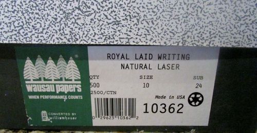 Brand New Wausau Royal Laid Writing Natural Laser Envelopes Size 10 - 500 Box