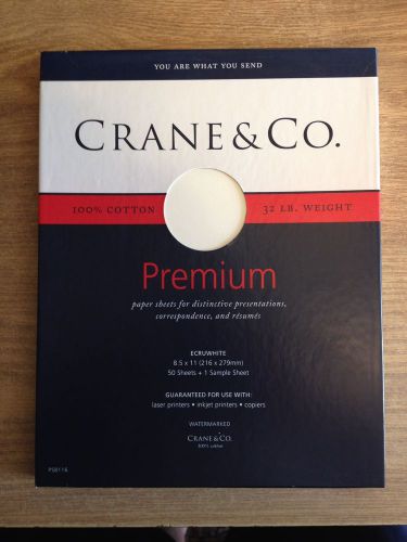 50 Sheets Crane &amp; Co. Premium 100% Fine Cotton 32 lb Paper Ecruwhite Watermarked