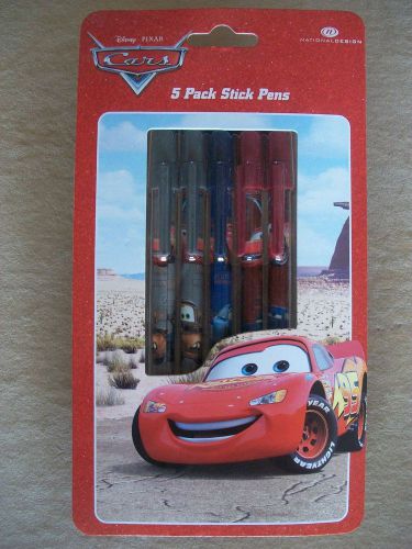 Disney Pixar Cars Set Of 5 Stick Pens Made By National Design, NEW IN PACKAGE!!!