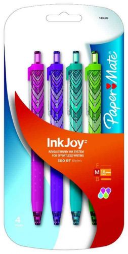 Paper Mate InkJoy 300 RT Wraps Ball Point Pens Retro Barrels Med. Pt. 4 Ct