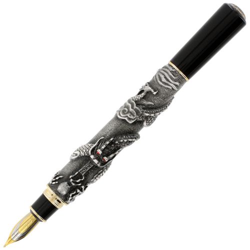 JinHao 555 3D Dragons Playing Bronze Fountain Pen - Medium