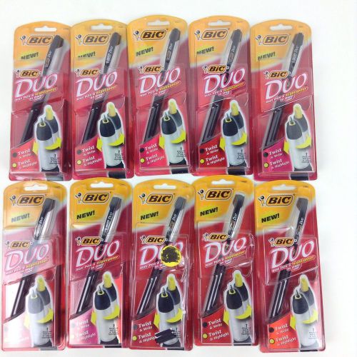 Bic Duo Pens Black Ink Yellow Highlighter  Lot of 10 Imperfect Packaging BTS