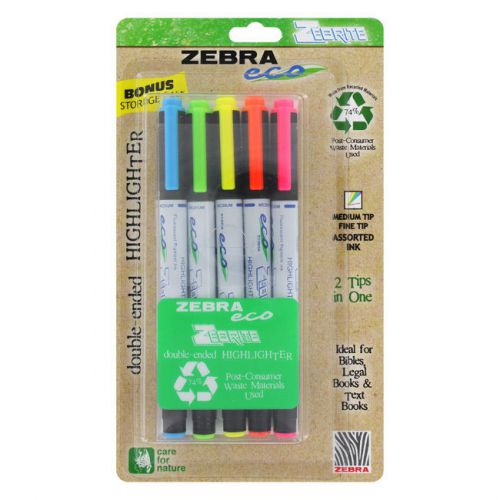 5 Zebra Eco Zebrite Double-Ended Highlighters