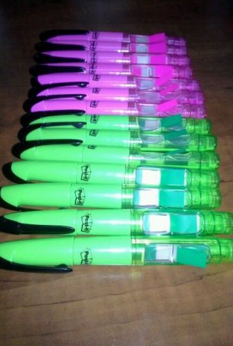 LOT of 14 NEW 3M Post it Tape Flag Green &amp; Pink Highlighter Markers