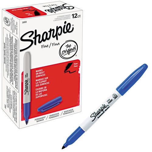 Sharpie Permanent Marker Fine Point Blue 12ct SAN 30003 FAST SHIPPING
