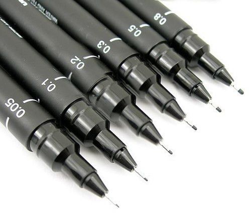 Bid Sale! Uniball Pen Uni Pin Fine Line Pen Drawing Pens Art Pen (Set of 6) New