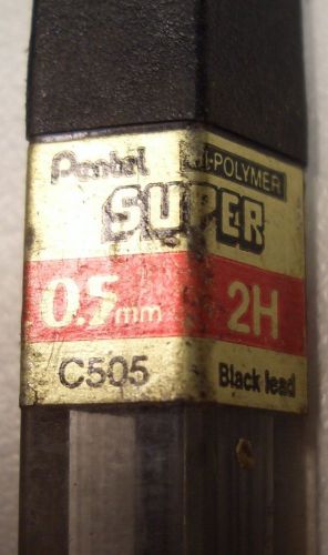 PENTEL HI-POLYMER SUPER 0.5 mm 2H BLACK LEAD 12 pcs. 60 mm. SPARE LEAD NEW