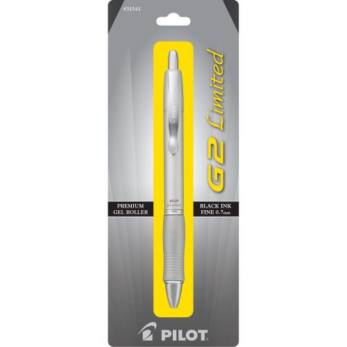 Pilot G2 Limited Retractable Gel Ink Roller Ball Pen, Fine  Black Ink SILVER.
