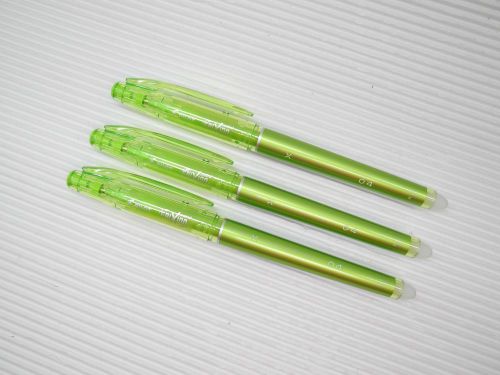3PCS  PILOT 0.4mm FRIXION needle tip roller ball pen lime green (Japan)
