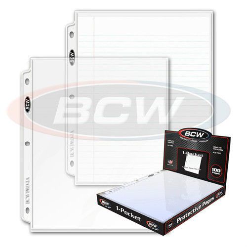 100 Clear Protective Album Pages 8 1/2&#034; x 11&#034; Acid Free BCW Brand Organize Paper