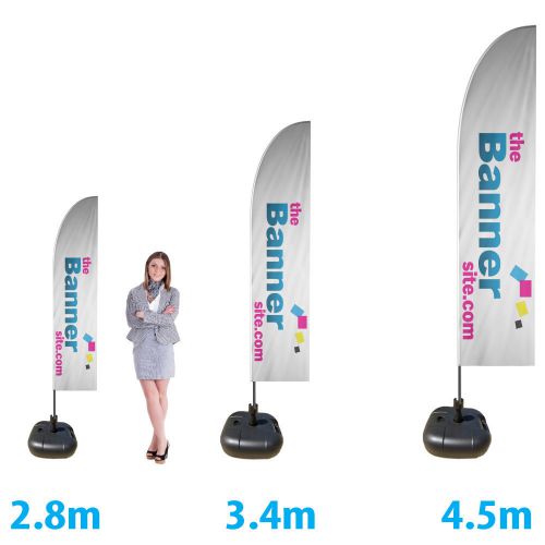 6 x printed feather flags, includes pole &amp; water bases, special offer 15% off!! for sale