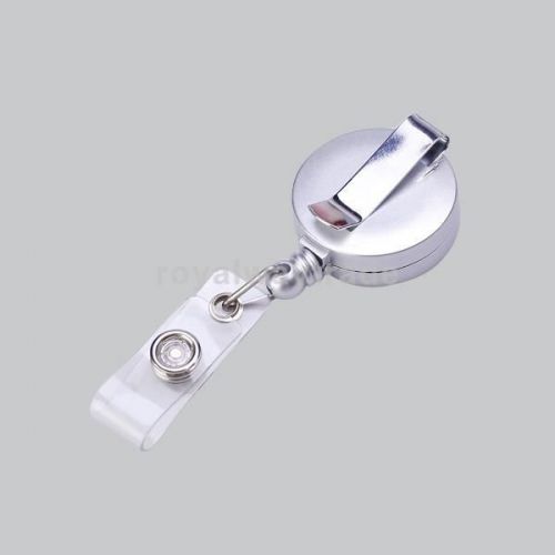 8x 31&#039;&#039; Retractable ID Badge Holder Reel for Keep ID Badge Key Safe-Silver Grey
