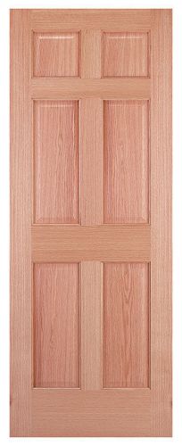 6 Panel Red Oak Traditional Raised Stain Grade Wood Solid Core Interior Doors