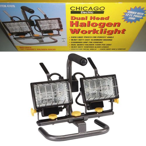 New ? dual head pivot halogen 300 watt garage site shop portable work light for sale